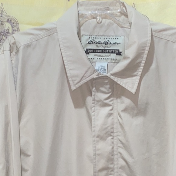 MEN EDDIE BAUER TRENCH VELCRO/ZIP FRONT CLOSURE, WELT POCKETS BEIGE SZ M - Picture 2 of 15